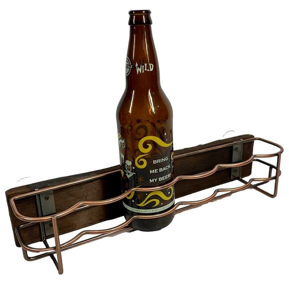 Sierra Nevada 6 Beer Bottle Floating Bar Shelf Rack Wood Copper Window Mounted - Picture 7 of 10